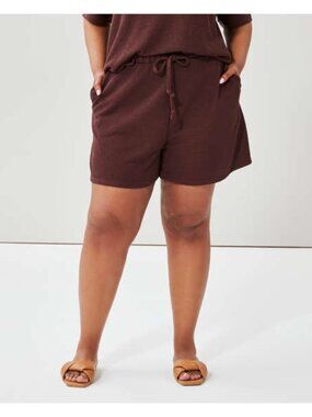 Joe Fresh Women+ Brown Crinkle Gauze Pull-On Shorts Women's 3X NWT Cotton Summer